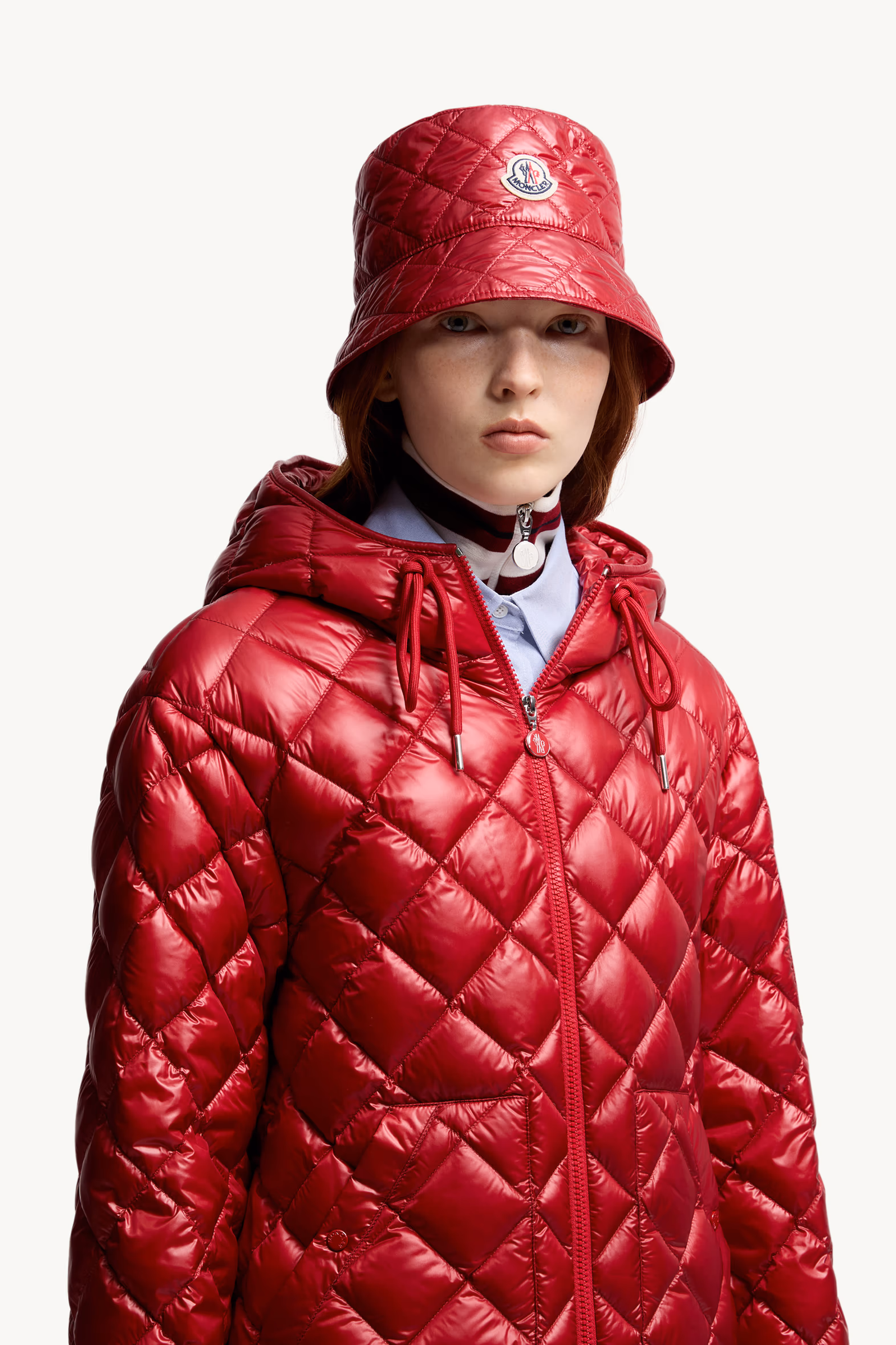 Diamond-Quilted Padded Bucket Hat Women Red Moncler 2